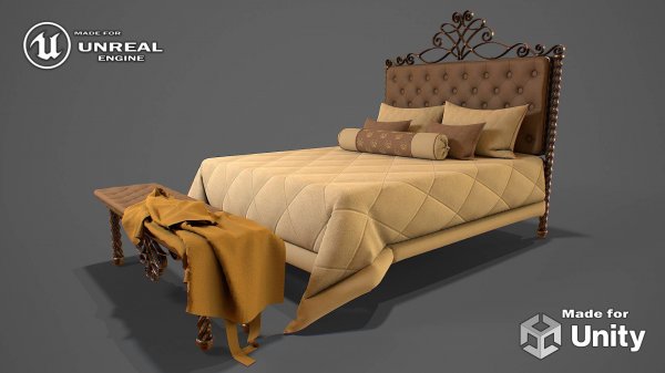 Bed game ready 3d model