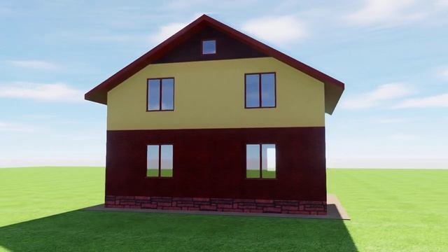 Проект мансардного 2-х этажного дома с крыльцом, большой гостиной-кухней-столовой и 4-мя спальнями смотреть онлайн