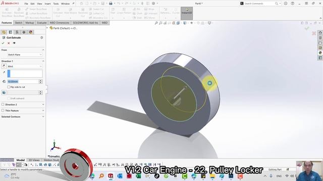 V12 Car Engine - 22. Pulley Locker (Project 04) Design by Solidworks смотреть онлайн