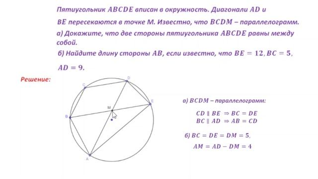 Задача о пятиугольнике на ЕГЭ 2024