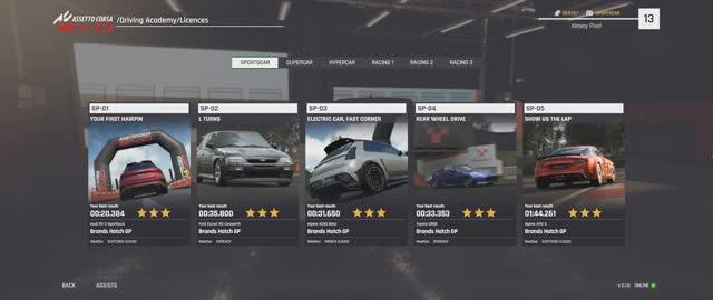 Assetto Corsa EVO (0.1.6) Licences SportCar (SP) - Прохождение лицензий, первая группа SP