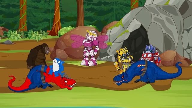 TRANSFORMERS EVOLUTION Of GODZILLA DINOSAUR & Bumblebee, Optimus Robot S-Rex Jurassic King Monsters