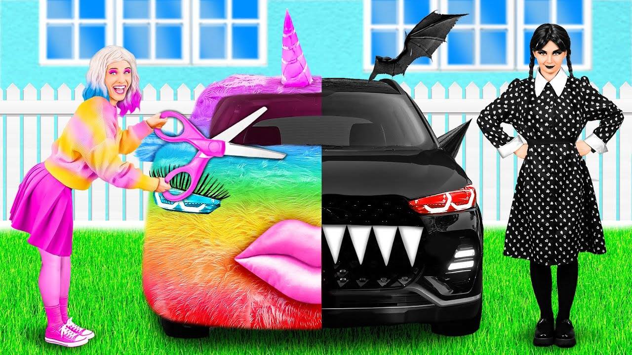 Радужная машина vs Черная машина Челлендж | Смешные Моменты от PaRaRa Challenge смотреть онлайн