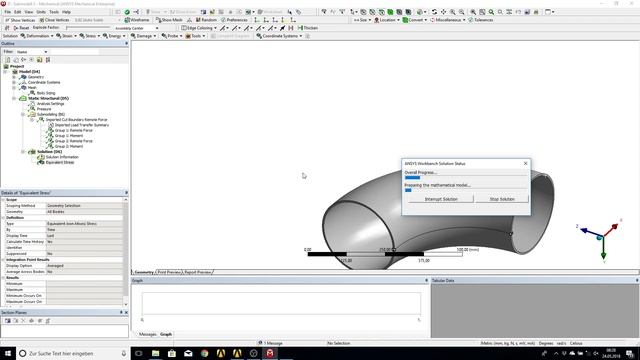 ANSYS TUTORIAL: Beam to Solid/Shell Submodels - Pipe Stress Analysis #1 смотреть онлайн