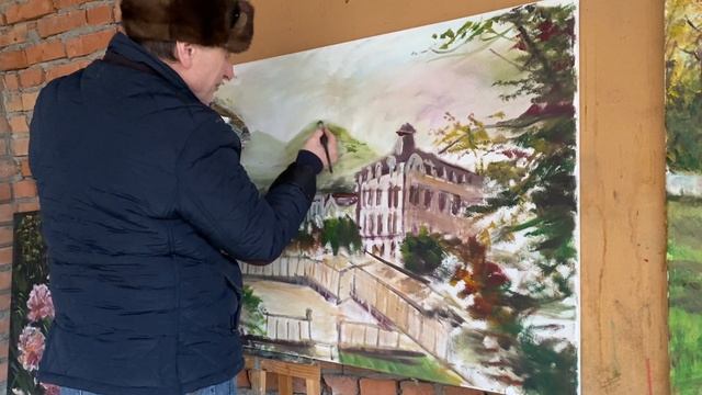 2-этап. Бештау Железноводск, рассвет на озере. масло, холст 80 на 120 см. Зилавди Яшуркаев.