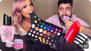 ASMR СЪЕДОБНЫЕ КОНФЕТЫ МАКИЯЖ, ПАЛЕТКА ДЖЕЙМСА ЧАРЛЬЗА, ПОМАДА, BEAUTY BLENDER, КИСТИ MUKBANG