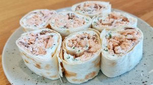 РУЛЕТЫ С ГОРБУШЕЙ, творожным сыром и укропом