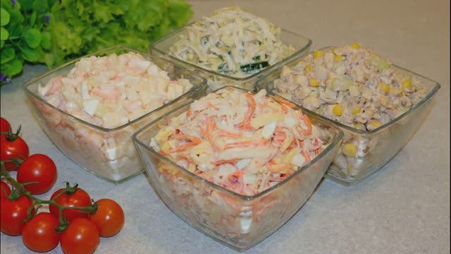 Салаты на праздничный стол_ сразу 4 рецепта, которые понравятся всем! Бесподобно вкусные и быстрые! смотреть онлайн