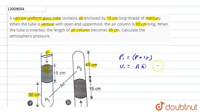 A narrow uniform glass tube contains air enclosed by 15 cm long thread of mercury. смотреть онлайн