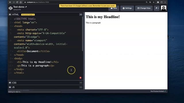 HTML Basics In Codepen.io