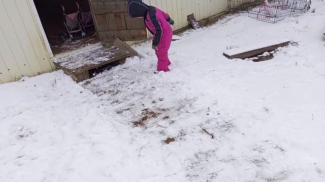 Светлояра радуется снегу в конце октября и лепит снежки! смотреть онлайн