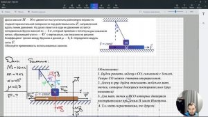 #14 Динамика. Доска движется поступательно, на ней находится груз, связанный нитью