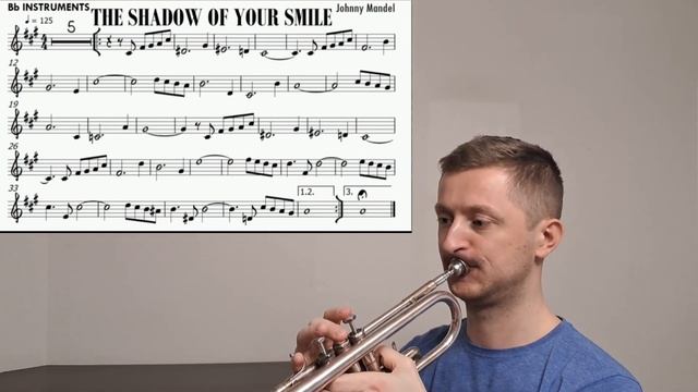 The Shadow of Your Smile. Trumpet cover with sheet music смотреть онлайн