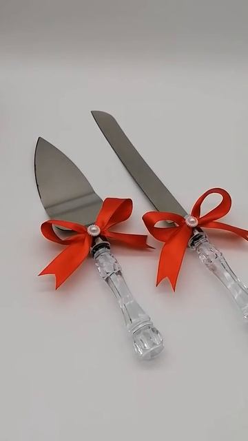 Приборы для свадебного торта - код. DC-0168-16 (красный цвет) смотреть онлайн