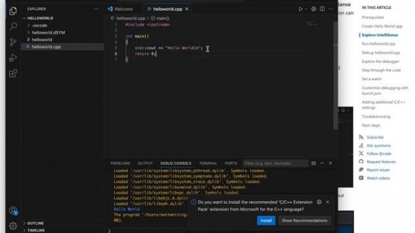 Visual Studio Code C++ on Mac