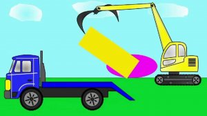 Мультик про Экскаватор - Погрузчик и Грузовик. Учим геометрические фигуры