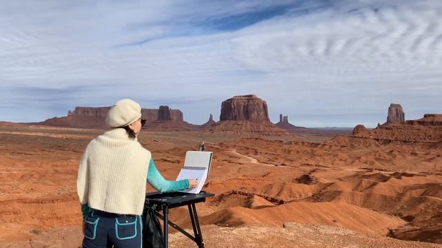 Monument Valley in AZ. USA - Plein Air- Watercolor Painting смотреть онлайн