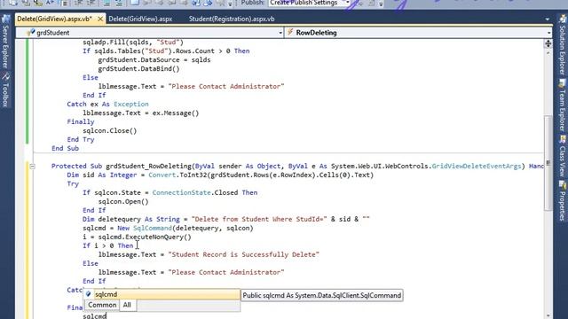 How to Delete Student Record using the GridView in Asp net смотреть онлайн