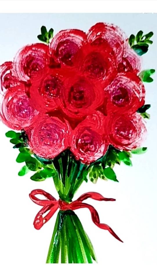 Как просто нарисовать красные розы гуашью с помощью бумажных салфеток. смотреть онлайн