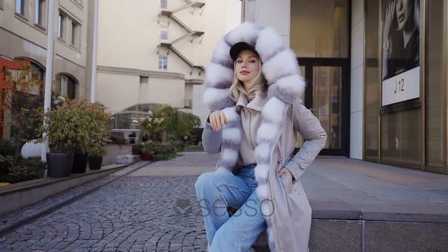 Парка Gloria удлиненная в серебристом оттенке с мехом арктической лисицы смотреть онлайн