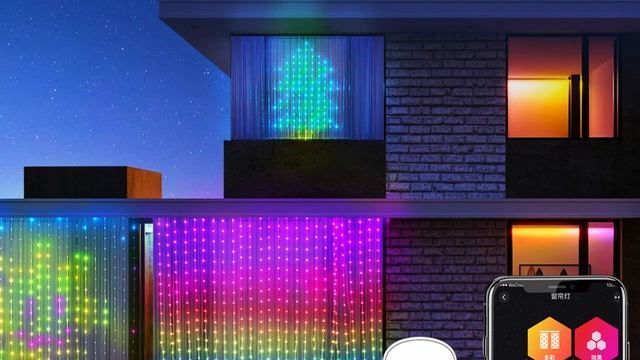 Smart LED RGB Curtain String Lights Bluetooth APP Control, DIY смотреть онлайн