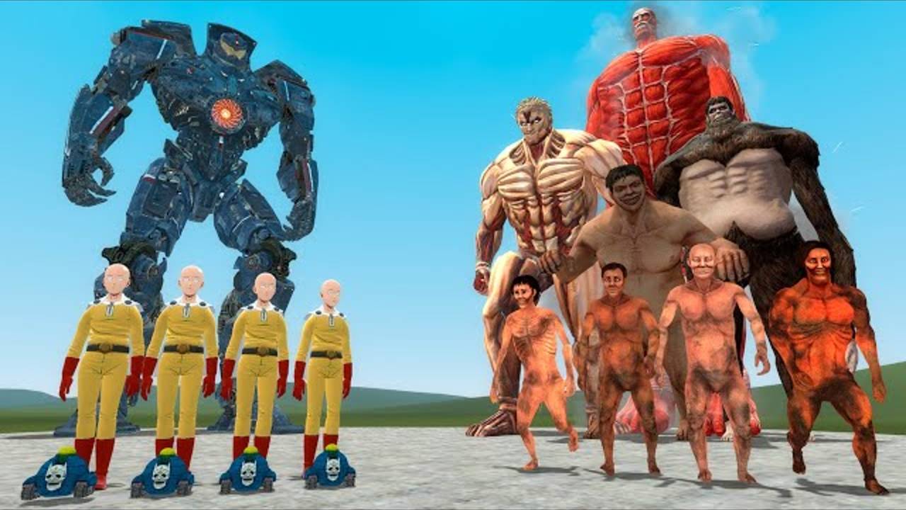 GIPSY DANGER, One Punch Man и герои JoJo против АТАКИ ТИТАНОВ в Garry’s Mod! 🔥 НЕВЕРОЯТНАЯ БИТВА! смотреть онлайн