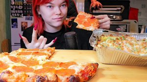 Мукбанг | ДоДо пицца Пепперони и Паста Песто с креветками | Обжор Асмр