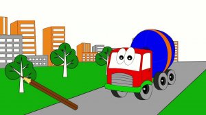 Мультик про бетономешалку для малышей. Мультик - Раскраска. Мультики про машины