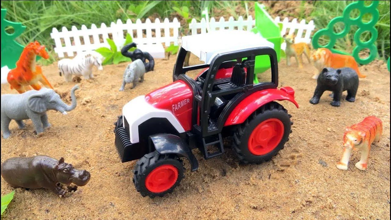 Мультик про трактор. Учим диких животных. Трактор везет животных в зоопарк смотреть онлайн