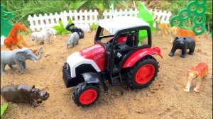 Мультик про трактор. Учим диких животных. Трактор везет животных в зоопарк