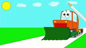 Мультик - Раскраска для малышей. Раскрашиваем бульдозер. Машинки для малышей