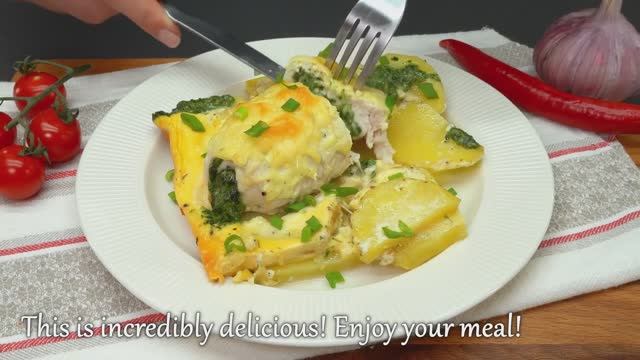 Запеченные рулеты из куриного филе с шпинатом и сыром смотреть онлайн