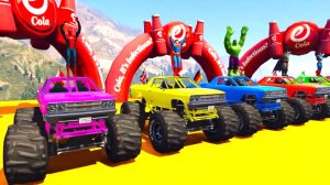 Мультики про Большие Машинки Монстр Трак Учим Цвета Человек Паук и Супергерои Мультик с Песенками