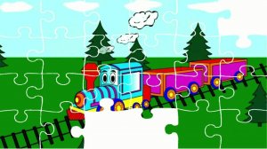 Полицейская машина. Паровоз. Подводная лодка. Мультик - Пазл