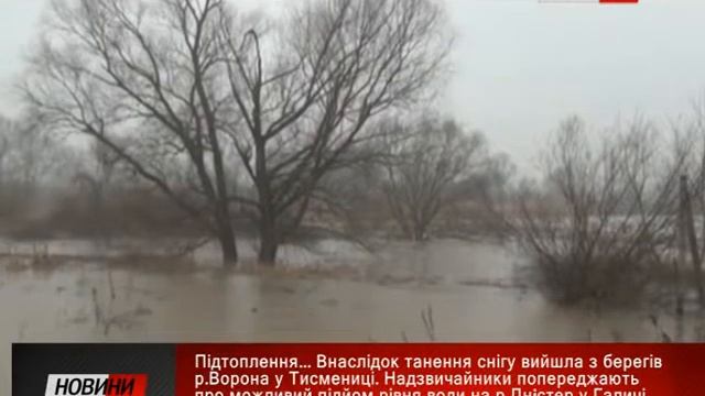 Внаслідок танення снігу вийшла з берегів р.Ворона у Тисмениці.