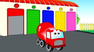 Мультик про машины. Гараж - грузовые машины и трактора. Учим цвета