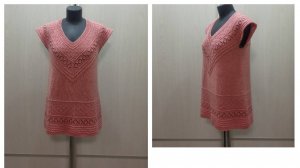 Пудровая туника из пряжи Alize superlana klasik. Продолжение.