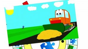 Автокран. Бульдозер. Трамвай. Мультик с пазлами