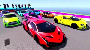 Мультики для Детей Гоночные Машины и Человек-паук с Супергероями Преодолевают Препятствие Челлендж