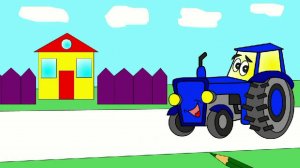 Мультик - Раскраска для малышей. Раскрашиваем трактор. Изучаем цвета