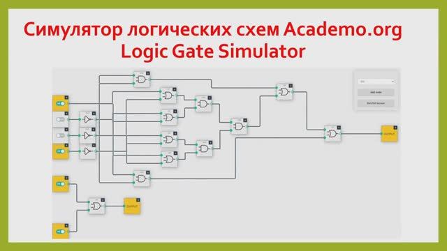 Academo.org Logic Gate Simulator: тест на знание логических функций в логическом симуляторе