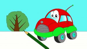 Мультик - Раскраска для малышей. Раскрашиваем машинку. Изучаем цвета