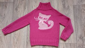 Свитер для девочки без швов спицами, реглан-погон сверху