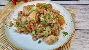 Вкусный ужин за 30 минут! Рис по-Тайски с курицей и овощами. Тайский плов или просто вок с рисом