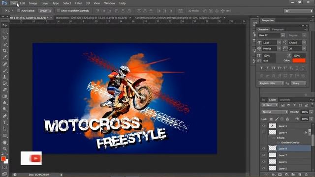 Create Motocross Abstract Design In Photoshop CS6  | Tutorial Photoshop CS6