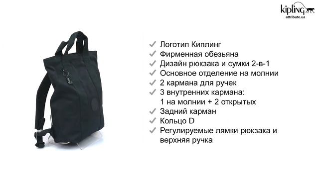 Обзор сумки-рюкзака Kipling DANY Grey Slate T (Z94) KI4531_Z94 смотреть онлайн