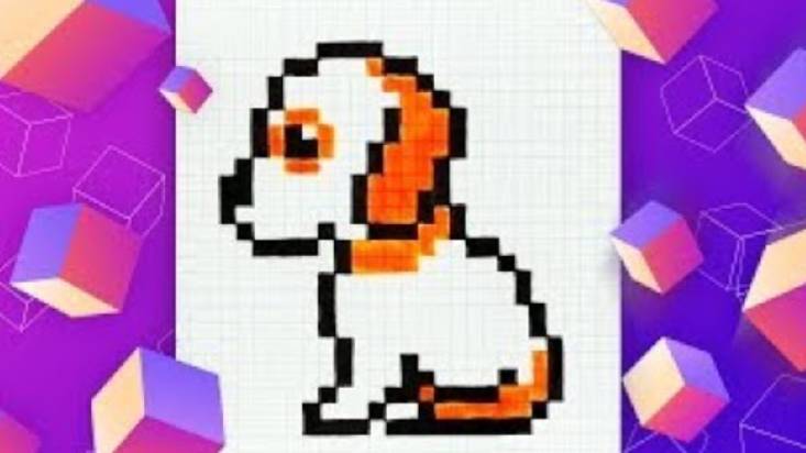 Собака, щенок, собачка по клеточкам / Рисунки в тетради /  Как нарисовать собаку