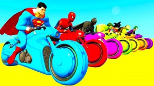 мультик про Цветные мотоциклы и супергероев для детей с песнями для детей