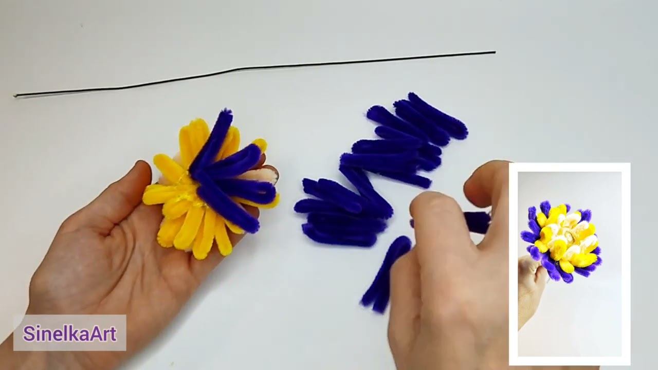 Яркий георгин из синельной проволоки - цветы своими руками/ DIY / мастер класс смотреть онлайн