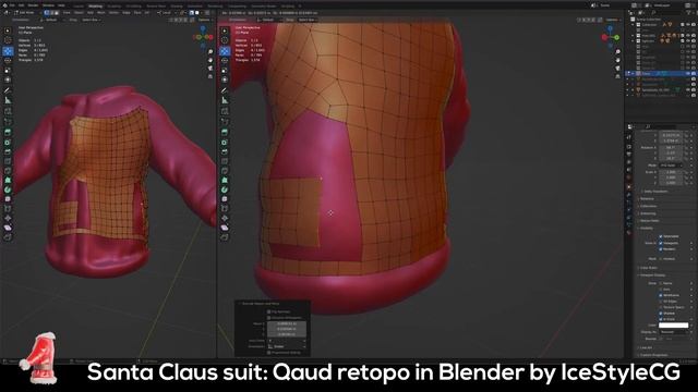 Santa Claus Suite Basic Quad Retopology workflow in Blender. смотреть онлайн